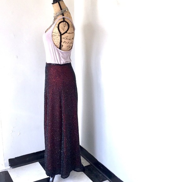 Maxi skirt hand multicolor beads red lined size XS - Picture 5 of 10